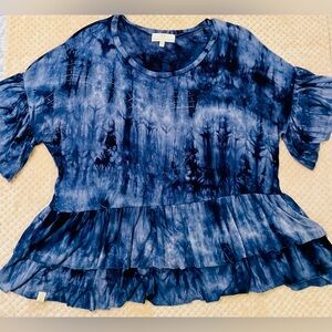 Women’s “Simply Southern” Tie Dyed Tiered Ruffle Shirt